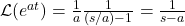 \mathcal{L}(e^{a t}) = \frac{1}{a} \frac{1}{(s/a) - 1} = \frac{1}{s - a}