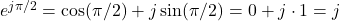 e^{j \pi/2} = \cos(\pi/2) + j \sin(\pi/2) = 0 + j \cdot 1 = j