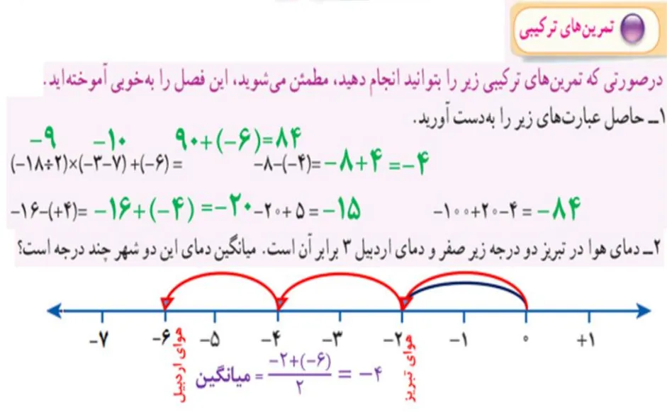 تمرین های تکمیلی فصل دوم ریاضی هفتم