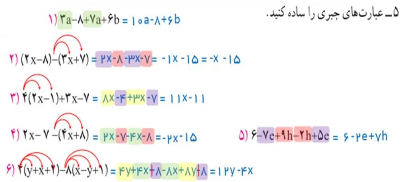 سوال 5 تمرین صفحه 33 ریاضی هفتم
