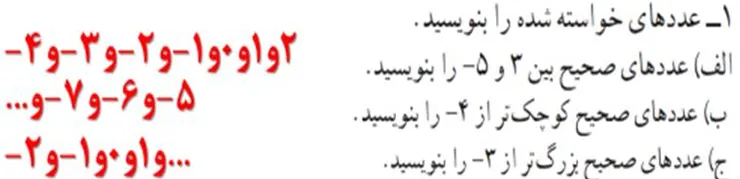 سوال 1 تمرین صفحه 5 ریاضی هشتم