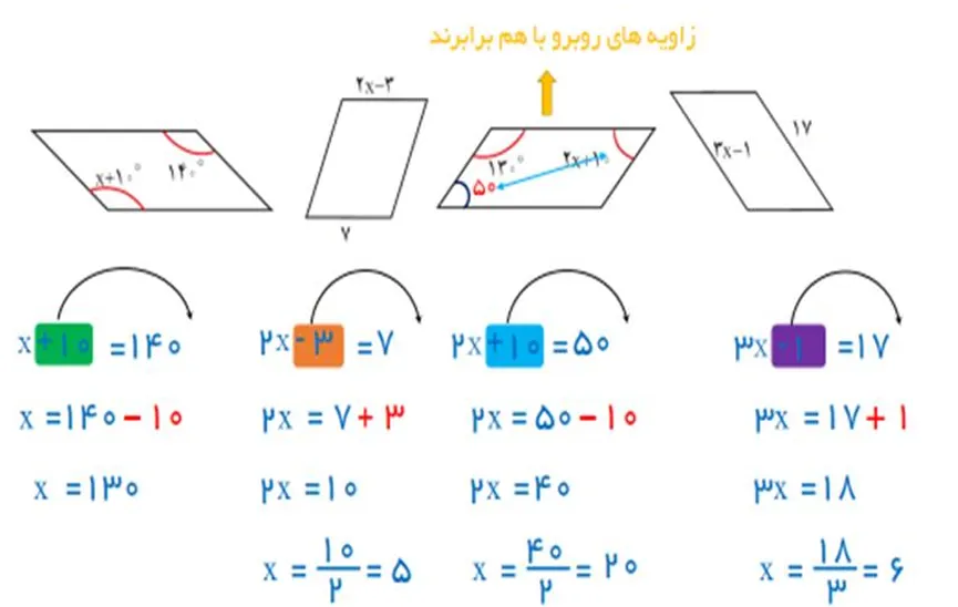سوال 1 کاردرکلاس صفحه 39 ریاضی هشتم
