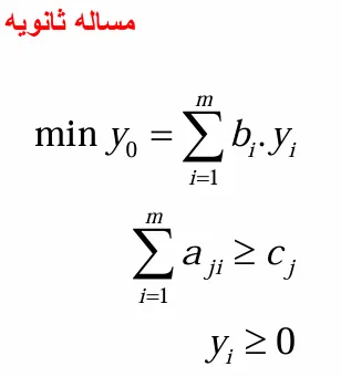 فرم کلی مسئله ثانویه یا دوگان