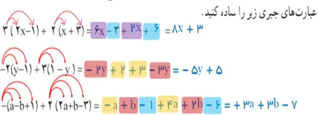 سوال یک کاردرکلاس صفحه 53 ریاضی هشتم