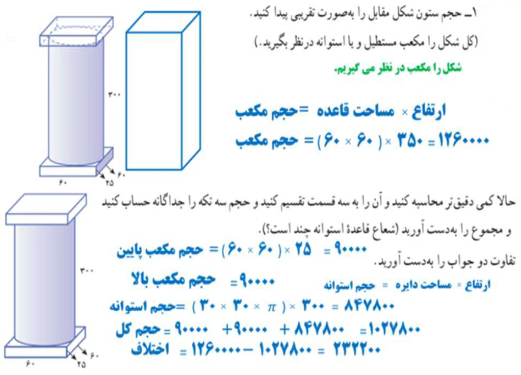 جواب سوال یک تمرین صفحه ۷۵ ریاضی ۷ام