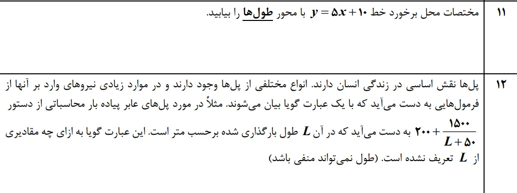 سوالات تشریحی فصل ششم نهایی پایه نهم خرداد 1404 ساعت ده و نیم